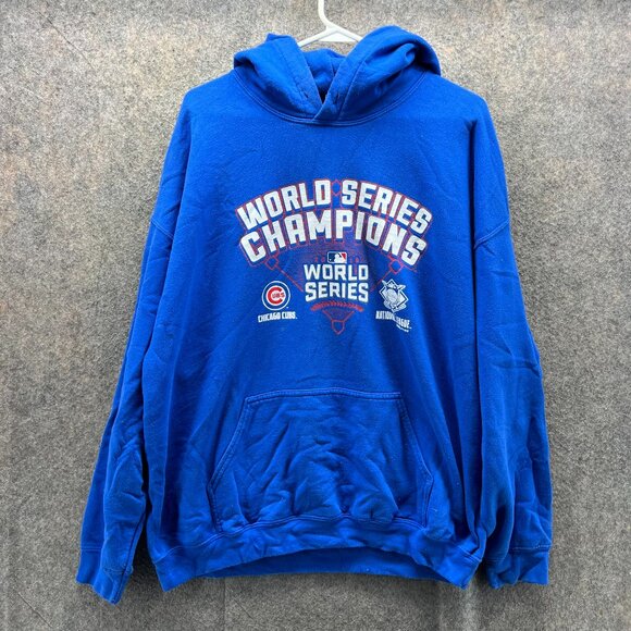 World Series 2016 Hoodie Mens XL Blue Pullover Champions Chicago Cubs Pullover - Picture 1 of 11